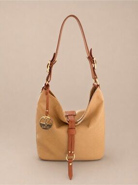Valentina Made in Italy Genuine Leather Tan Hobo Shoulder Bag